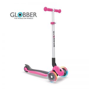 GLOBBER PRIMO FOLDABLE LIGHTS SCOOTER - PINK