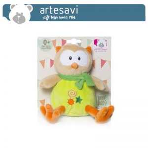 ARTE SAVI - BABY OWL 16CM RATTLE GREEN