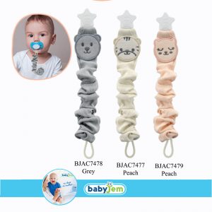 747 PACIFIER HOLDER WITH RAW SILK  COTTON PEACH