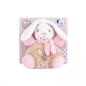 ARTE SAVI - BABY RABBIT RATTLE 15CM PINK