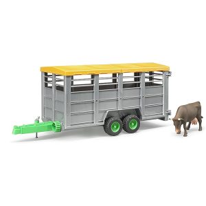 BRUDER LIVESTOCK TRANSPORT  TRAILER WITH 1 COW