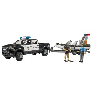 BRUDER RAM 2500 POLICE PICK-UP WITH L+S MODULE TRAILER & BOAT