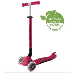 GLOBBER PRIMO FOLDABLE PLUS LIGHTS SCOOTER  - RED/BLACK
