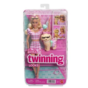 BARBIE TWINNING LOOKS FASHION DOLL WITH PET DOG