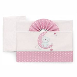 ITALBABY 3PC COT SHEET SET MOON PINK
