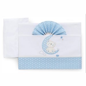 ITALBABY 3PC COT SHEET SET MOON BLUE