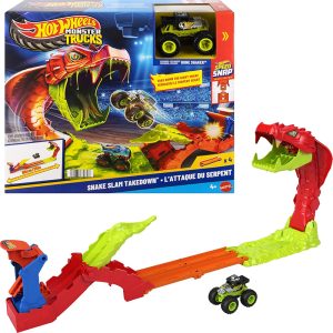 HOT WHEELS MONSTER TRUCKS SNAKE SLAM TAKEDOWN TRACK SET
